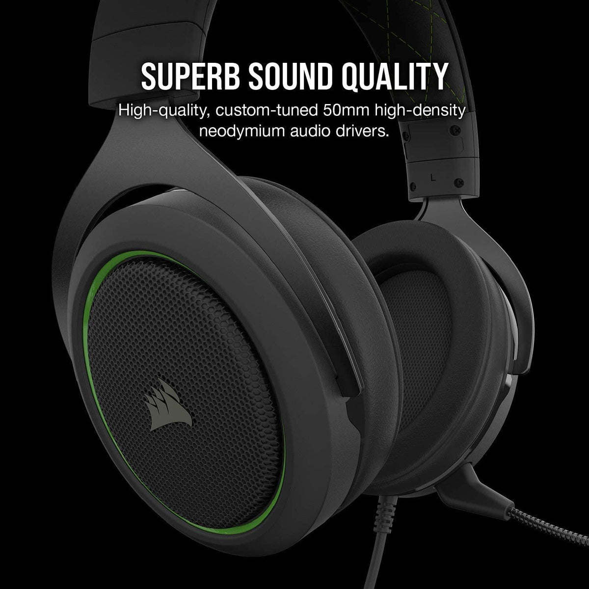 CORSAIR HS50 PRO STEREO GAMING HEADSET GREEN FOR XB1/PC/MAC/MOBILE/NINTENDO SWITCH - DataBlitz