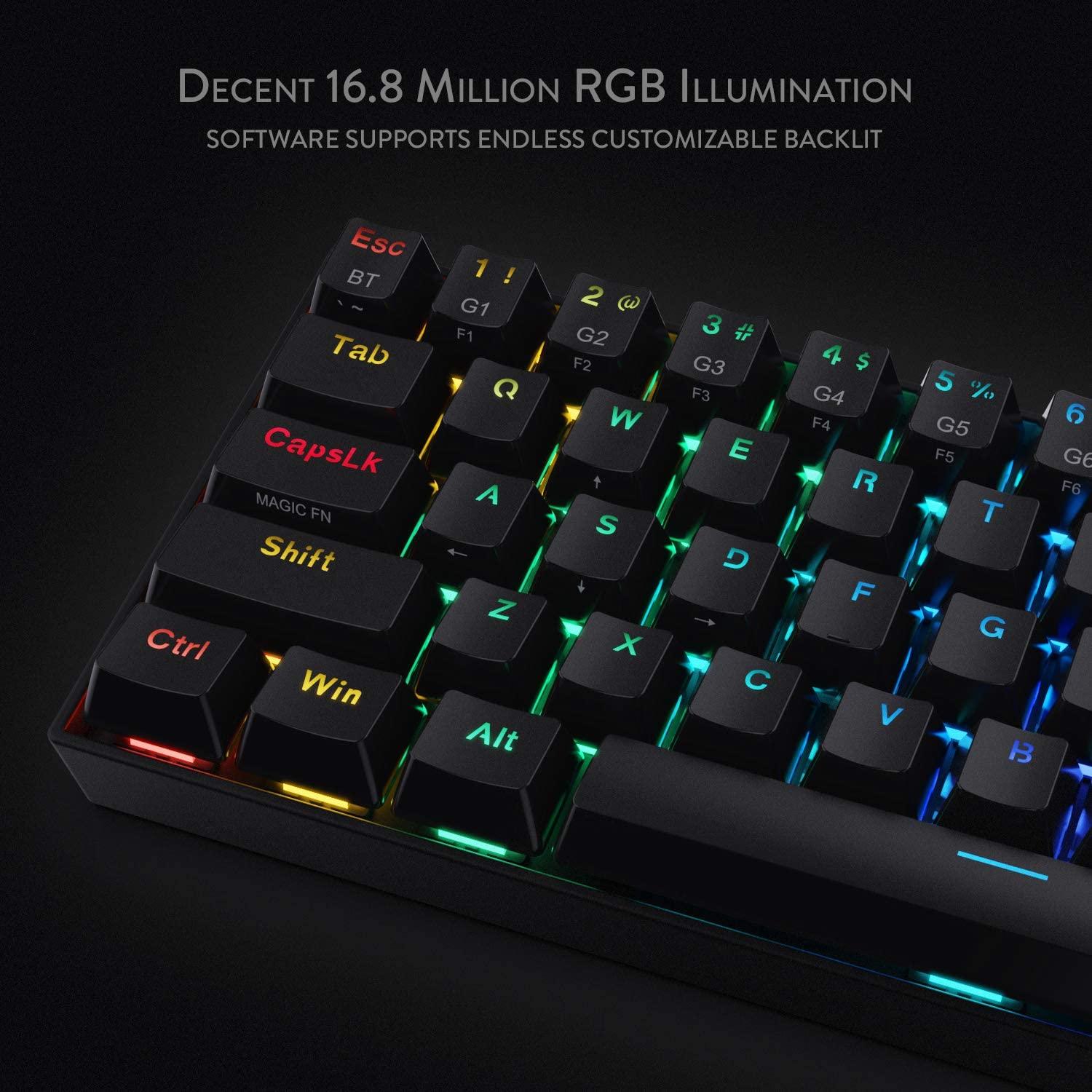 REDRAGON DRACONIC WIRELESS RGB MECHANICAL KEYBOARD (BLACK) (DUST-PROOF BROWN) (K530RGB) - DataBlitz