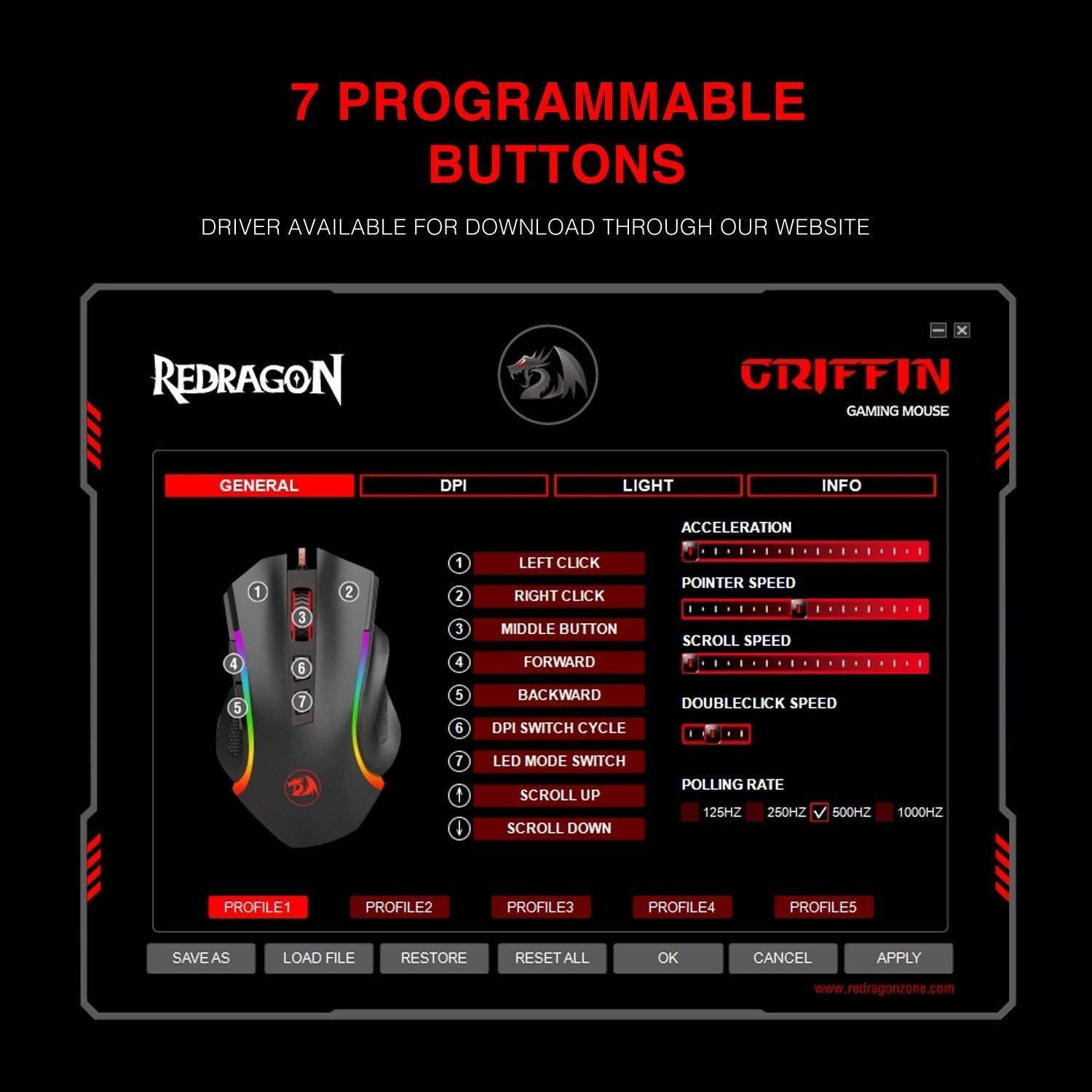 REDRAGON GRIFFIN GAMING MOUSE (M607) - DataBlitz