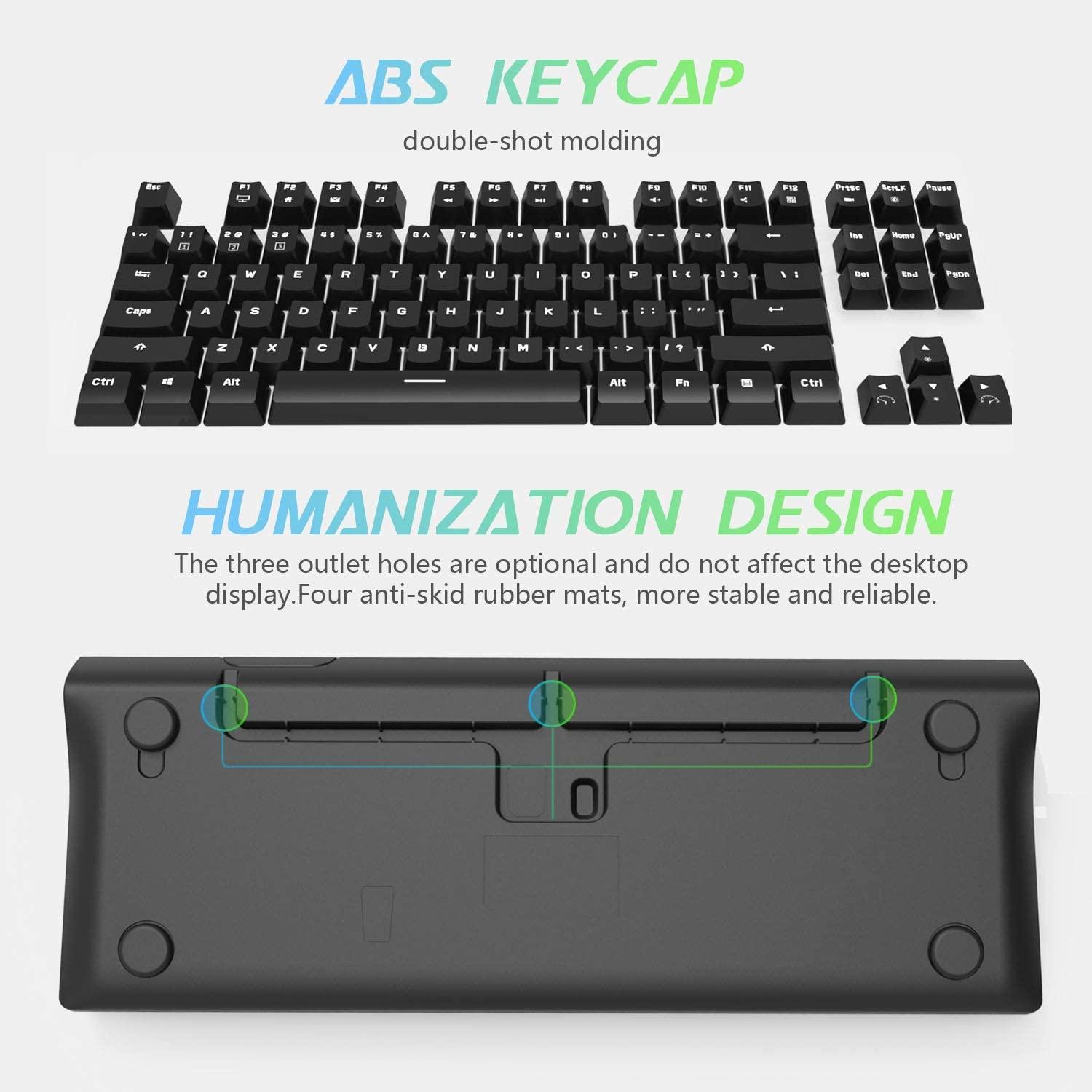 ROYAL KLUDGE G87 DUAL-MODE RGB 87 KEYS MECHANICAL KEYBOARD BLACK (BLUE SWITCH) - DataBlitz