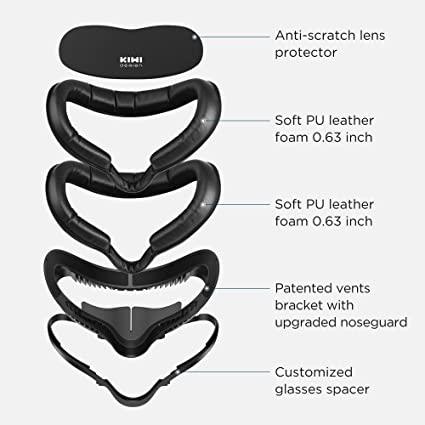 KIWI DESIGN 6 IN 1 Fitness Facial Interface Compatible With Oculus Quest 2 (Black) (KW-Q2-5-3-US) - DataBlitz