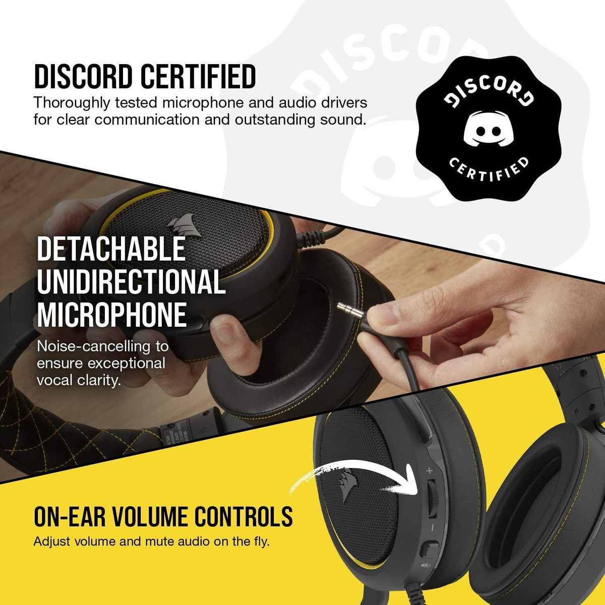 CORSAIR HS60 PRO SURROUND STEREO GAMING HEADSET WITH 7.1 SURROUND SOUND YELLOW (PC/XB1/PS4/NSW/MOBILE) - DataBlitz
