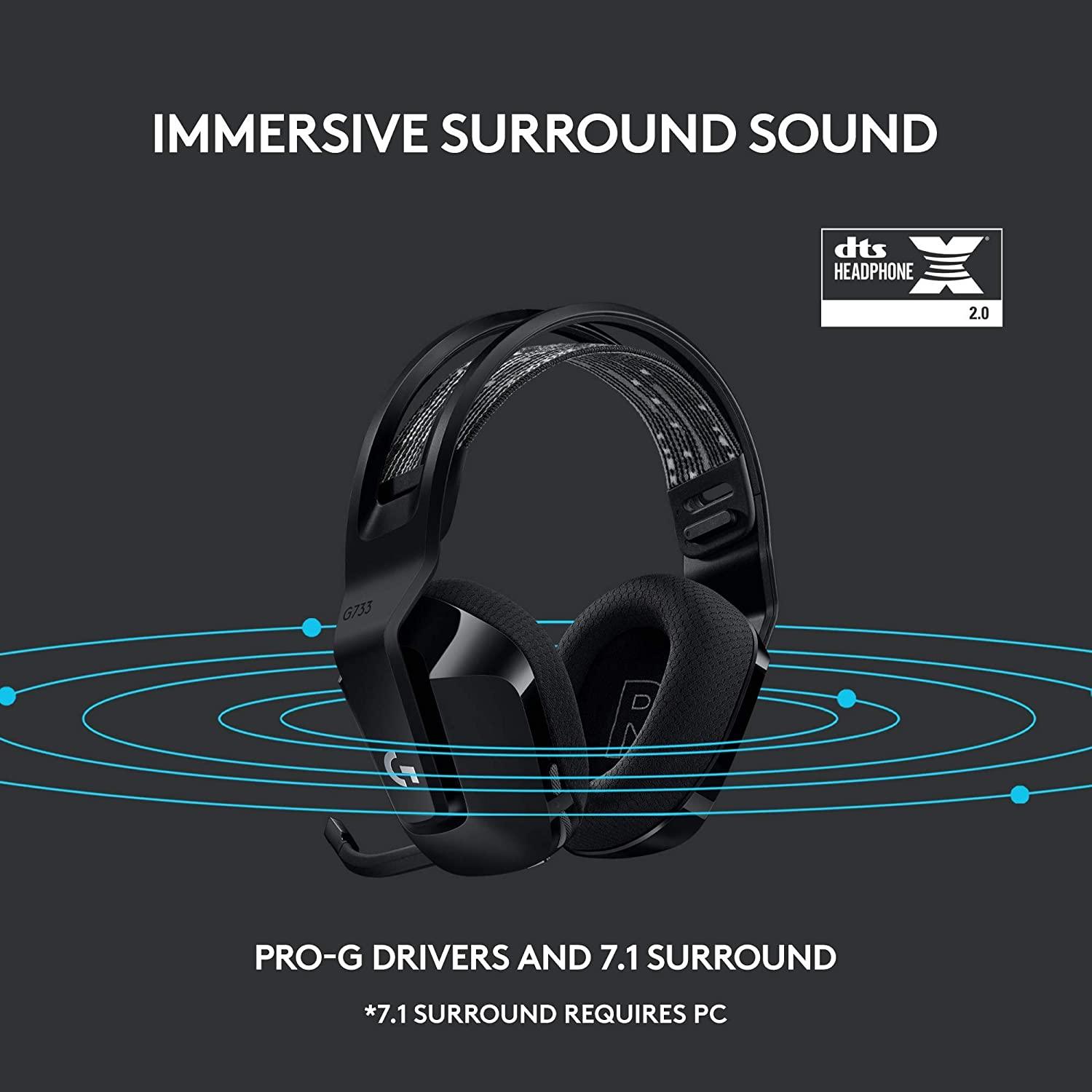 LOGITECH G733 LIGHTSPEED WIRELESS RGB GAMING HEADSET (BLACK) - DataBlitz
