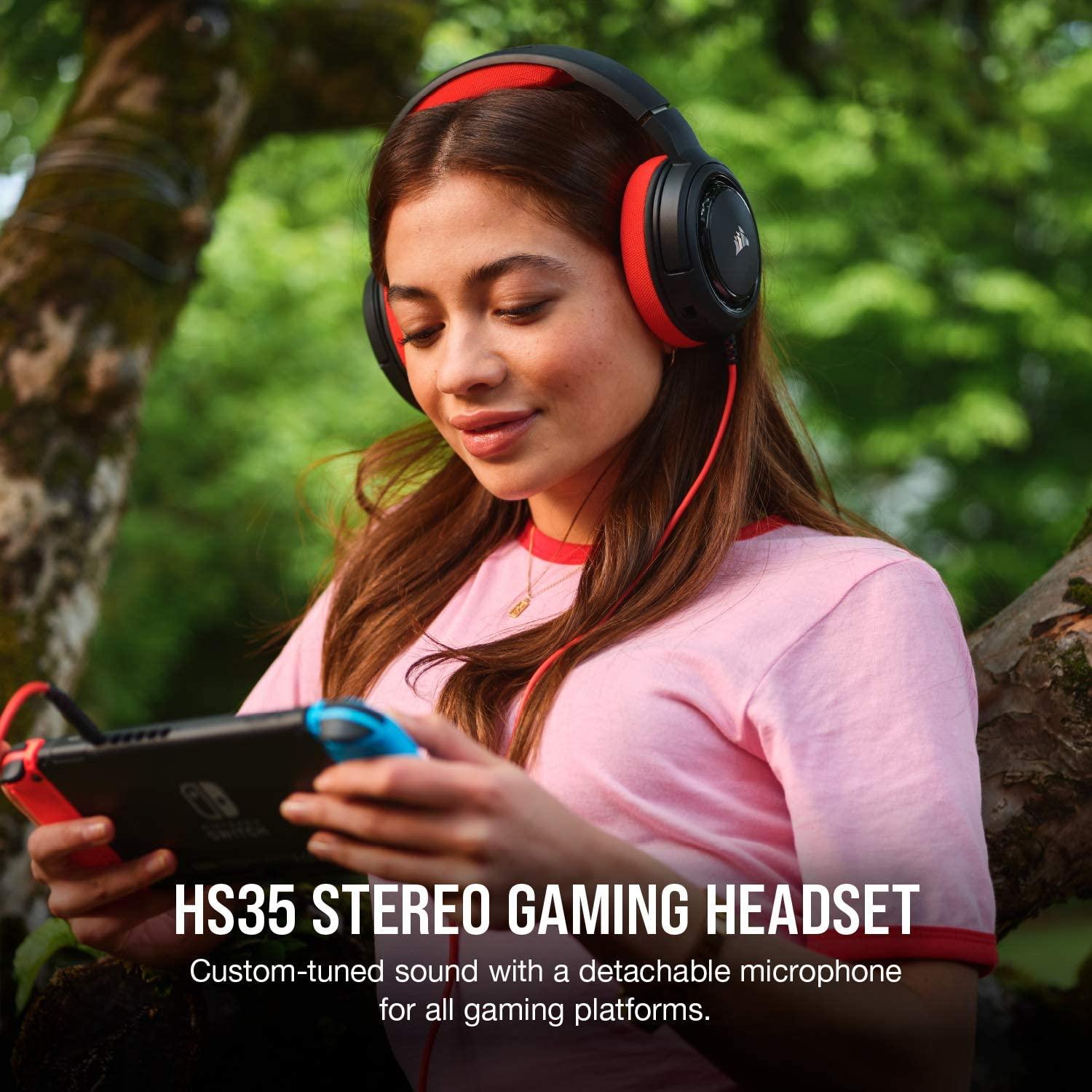 CORSAIR HS35 STEREO GAMING HEADSET (RED) - DataBlitz