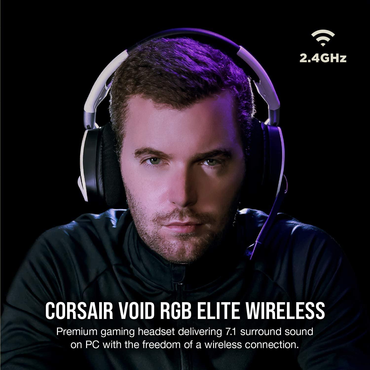 Corsair Void RGB Elite Wireless Premium Wireless Gaming Headset With 7.1 Surround Sound Carbon (PC/PS4) - DataBlitz