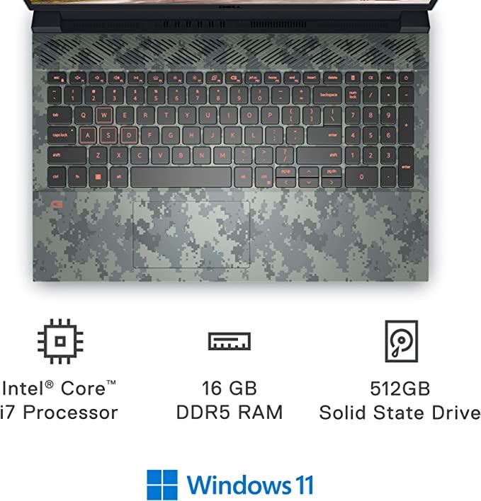 Dell G15 5520 Gaming Laptop (Specter Green With Camouflage) | 15.6” FHD | i7-12700H | 16GB RAM | 512GB SSD | RTX 3050 Ti | Windows 11 Home | MS Office H&S 2021 | Gaming Backpack 17-GM1720PM - DataBlitz