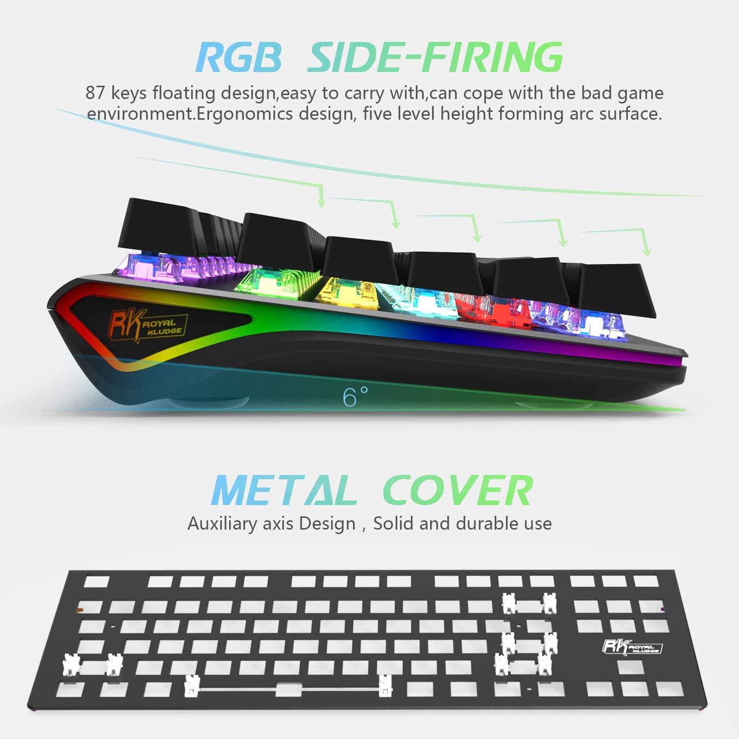 ROYAL KLUDGE G87 DUAL-MODE RGB 87 KEYS MECHANICAL KEYBOARD BLACK (BLUE SWITCH) - DataBlitz
