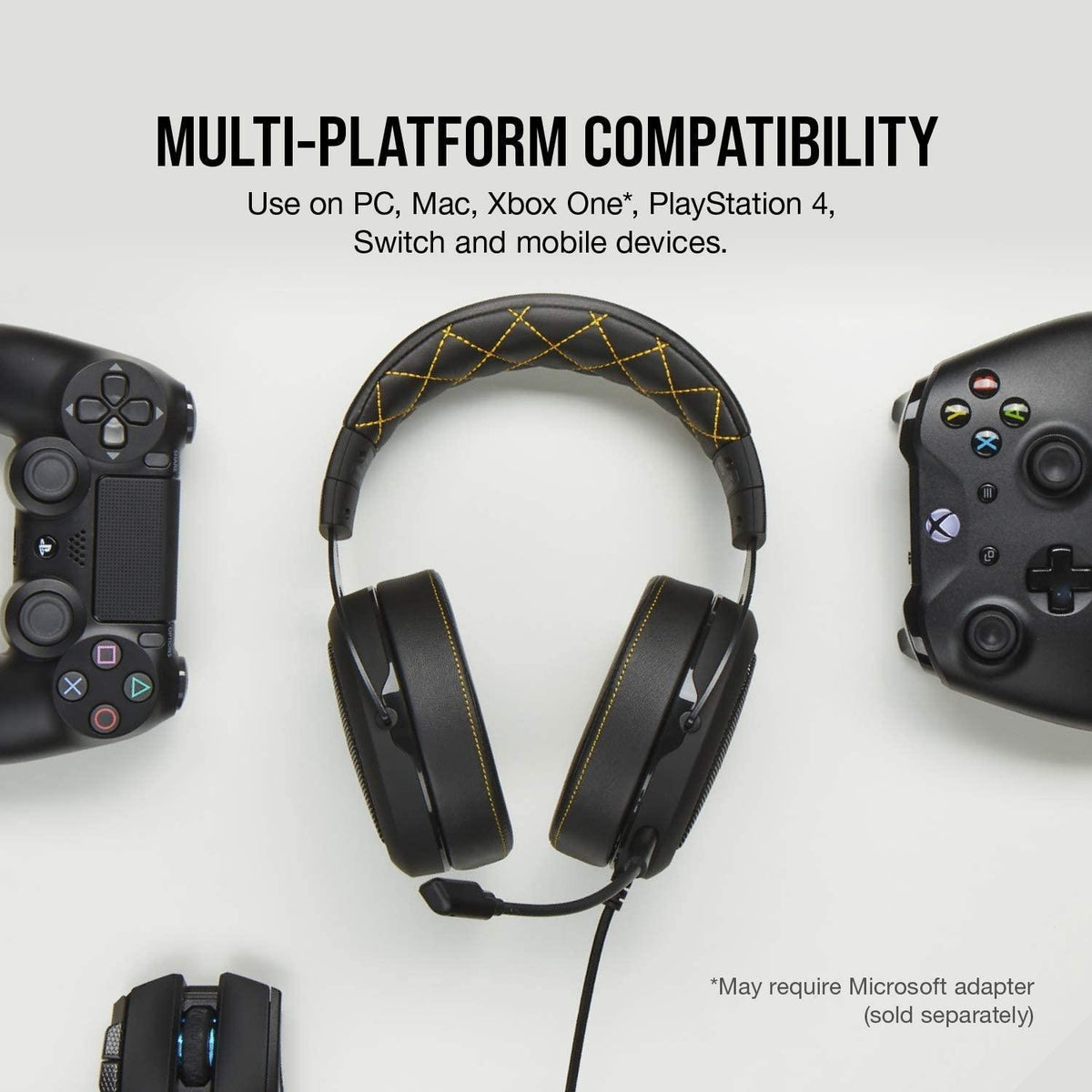 CORSAIR HS60 PRO SURROUND STEREO GAMING HEADSET WITH 7.1 SURROUND SOUND YELLOW (PC/XB1/PS4/NSW/MOBILE) - DataBlitz