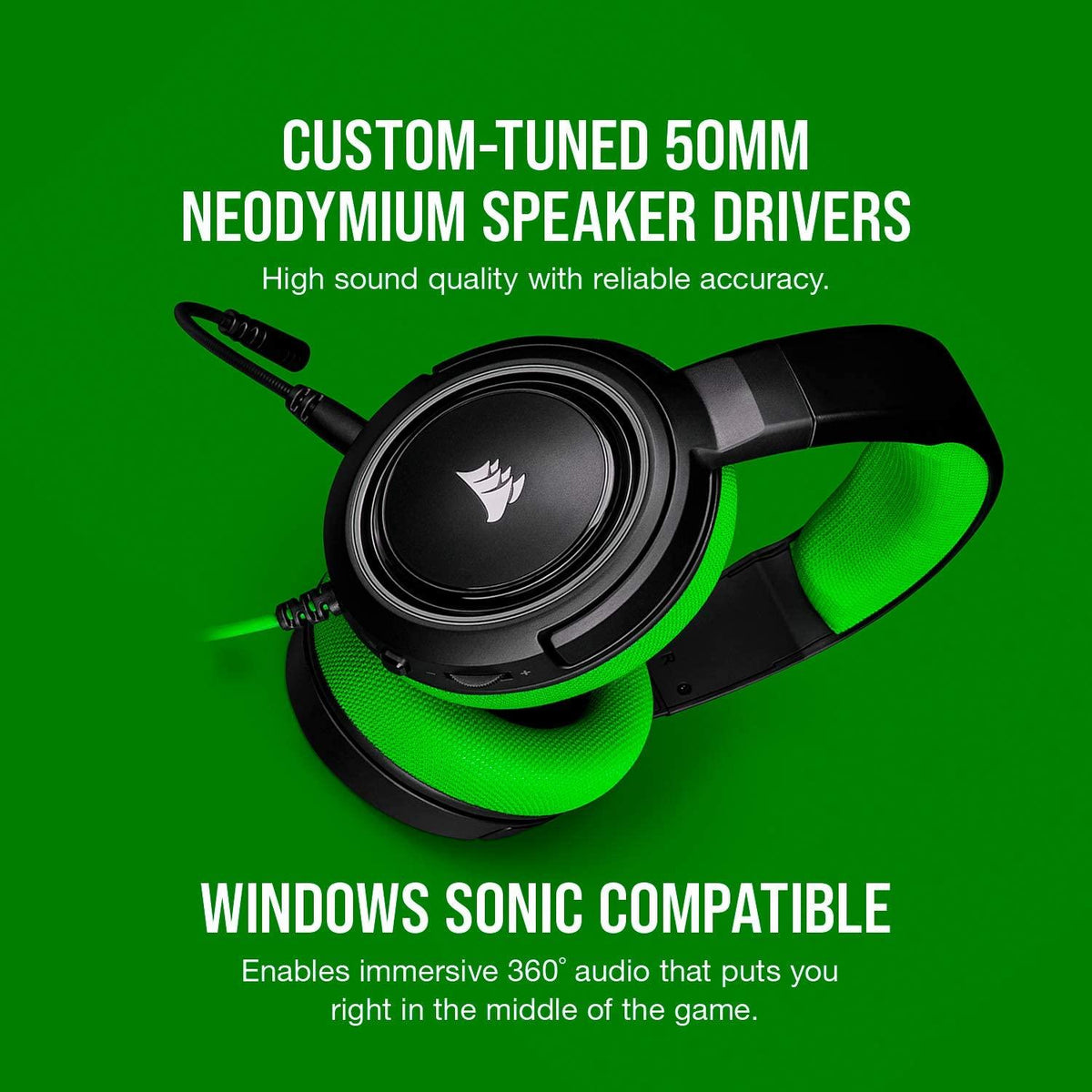 CORSAIR HS35 STEREO GAMING HEADSET (GREEN) - DataBlitz
