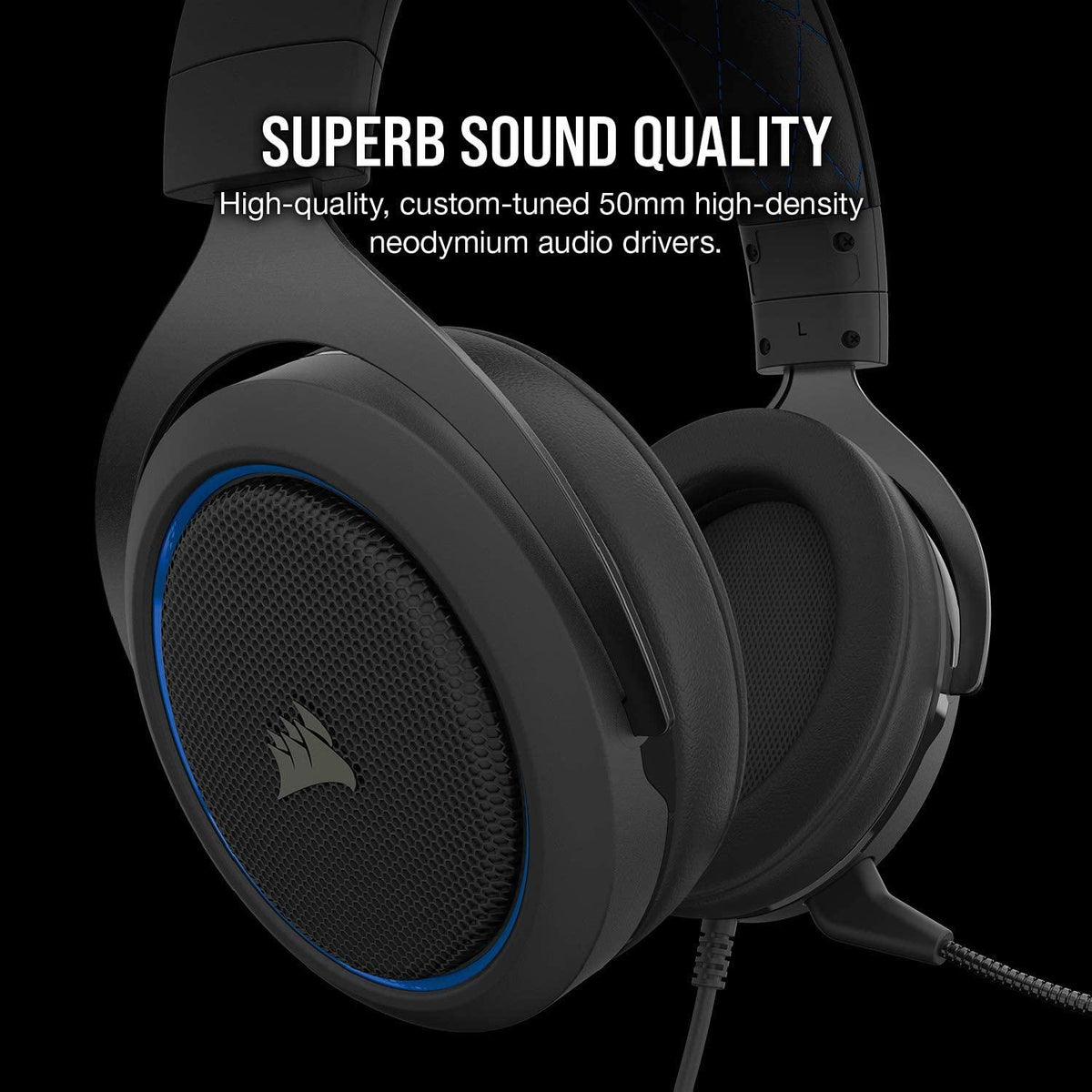 CORSAIR HS50 PRO STEREO GAMING HEADSET BLUE FOR PS4/PC/MAC/MOBILE/NINTENDO SWITCH - DataBlitz
