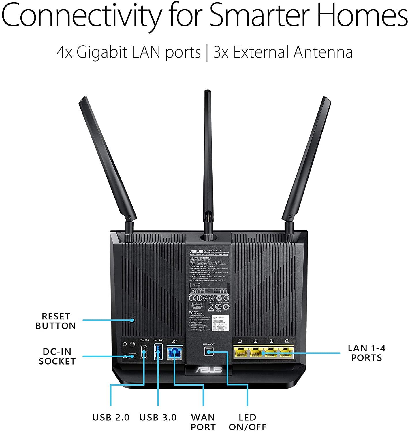 ASUS AC1900 DUAL BAND GIGABIT WIFI ROUTER (RT-AC68U) - DataBlitz