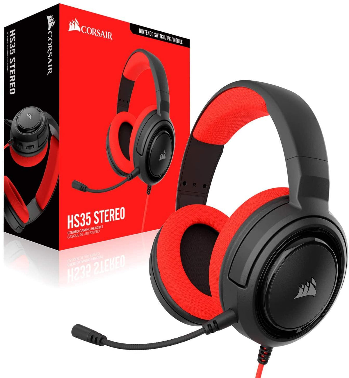 CORSAIR HS35 STEREO GAMING HEADSET (RED) - DataBlitz