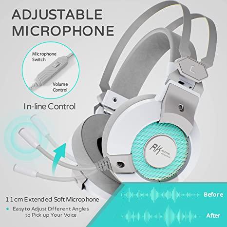 Royal Kludge RK-E9000 With Mic Noise Cancelling RGB Lights Gaming Headset (White) - DataBlitz