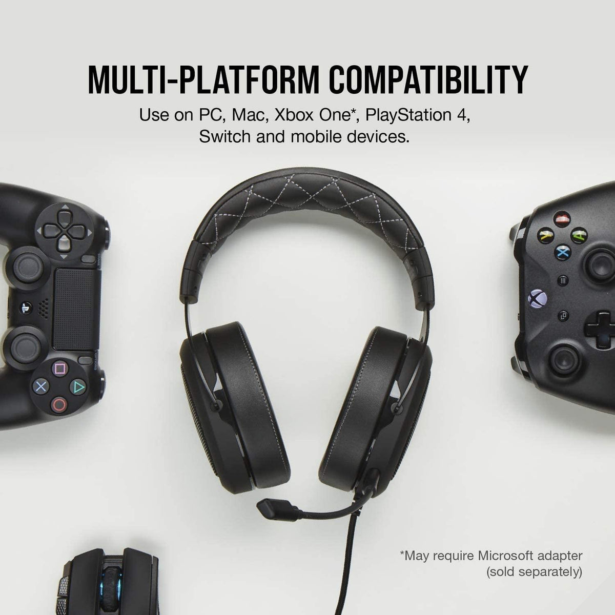 CORSAIR HS60 PRO SURROUND STEREO GAMING HEADSET WITH 7.1 SURROUND SOUND CARBON (PC/XB1/PS4/NSW/MOBILE) - DataBlitz