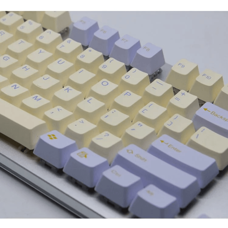 Taihao Double Shot PBT Keycaps Set For Cherry MX Switch (104-Keys) (Mermaids Kiss) (Purple/Yellow) (C02YP201) - DataBlitz