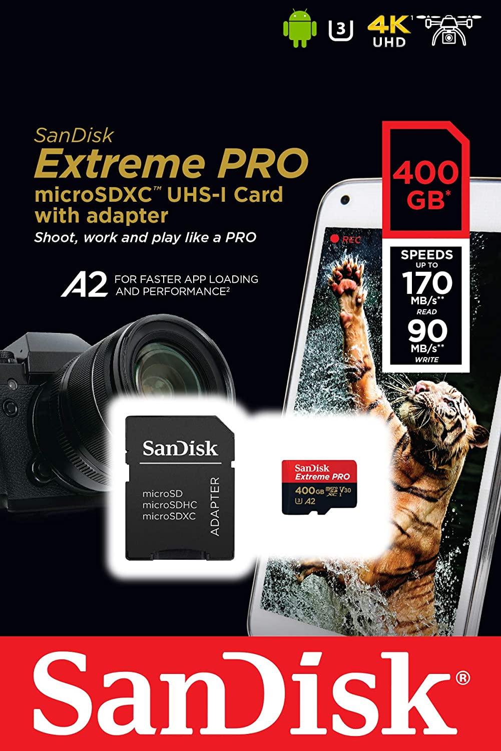 SANDISK Extreme Pro 400GB 170MB/S MICROSDXC UHS-1 Card With Adapter (SDSQXCZ-400G-GN6MA) - DataBlitz