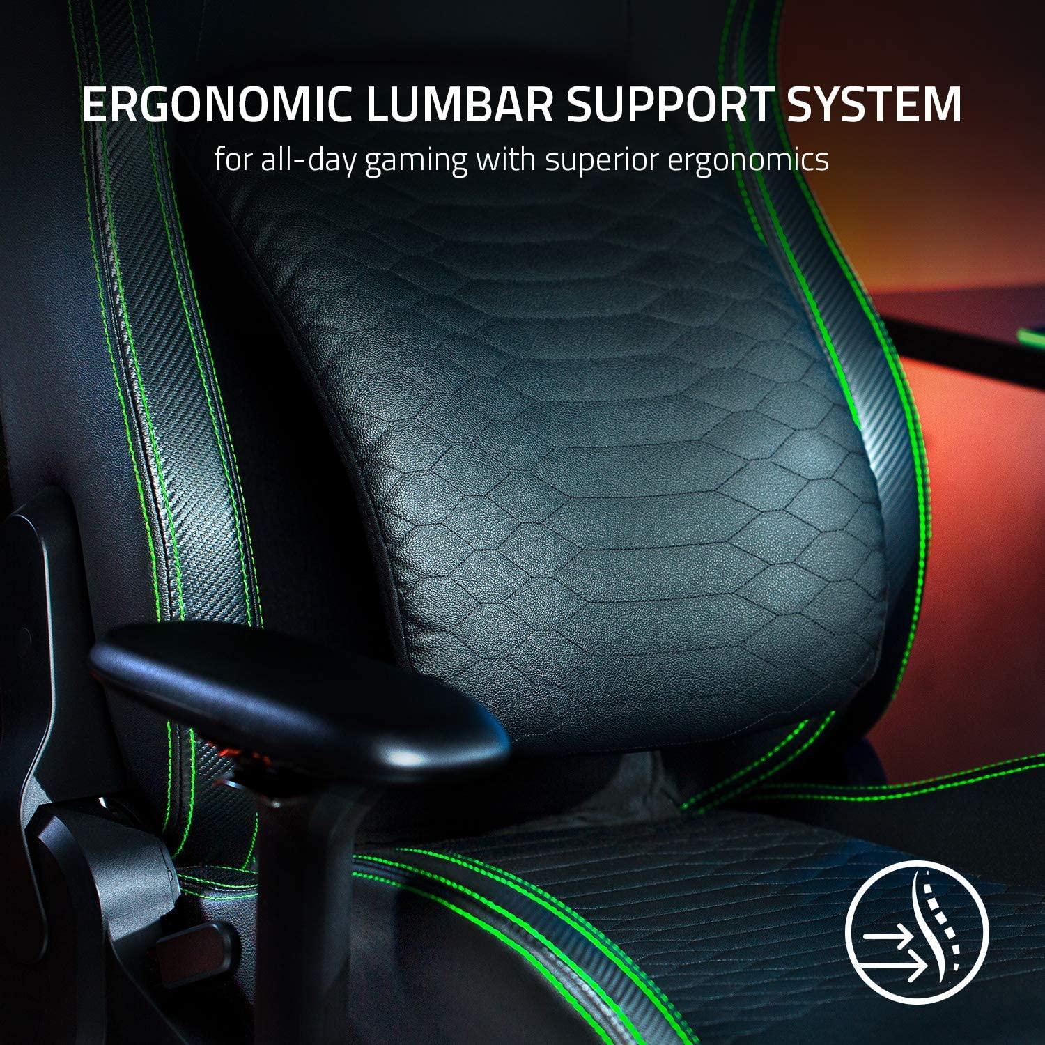 Razer Iskur Gaming Chair With Ergonomic Lumbar Support (Black/Green)