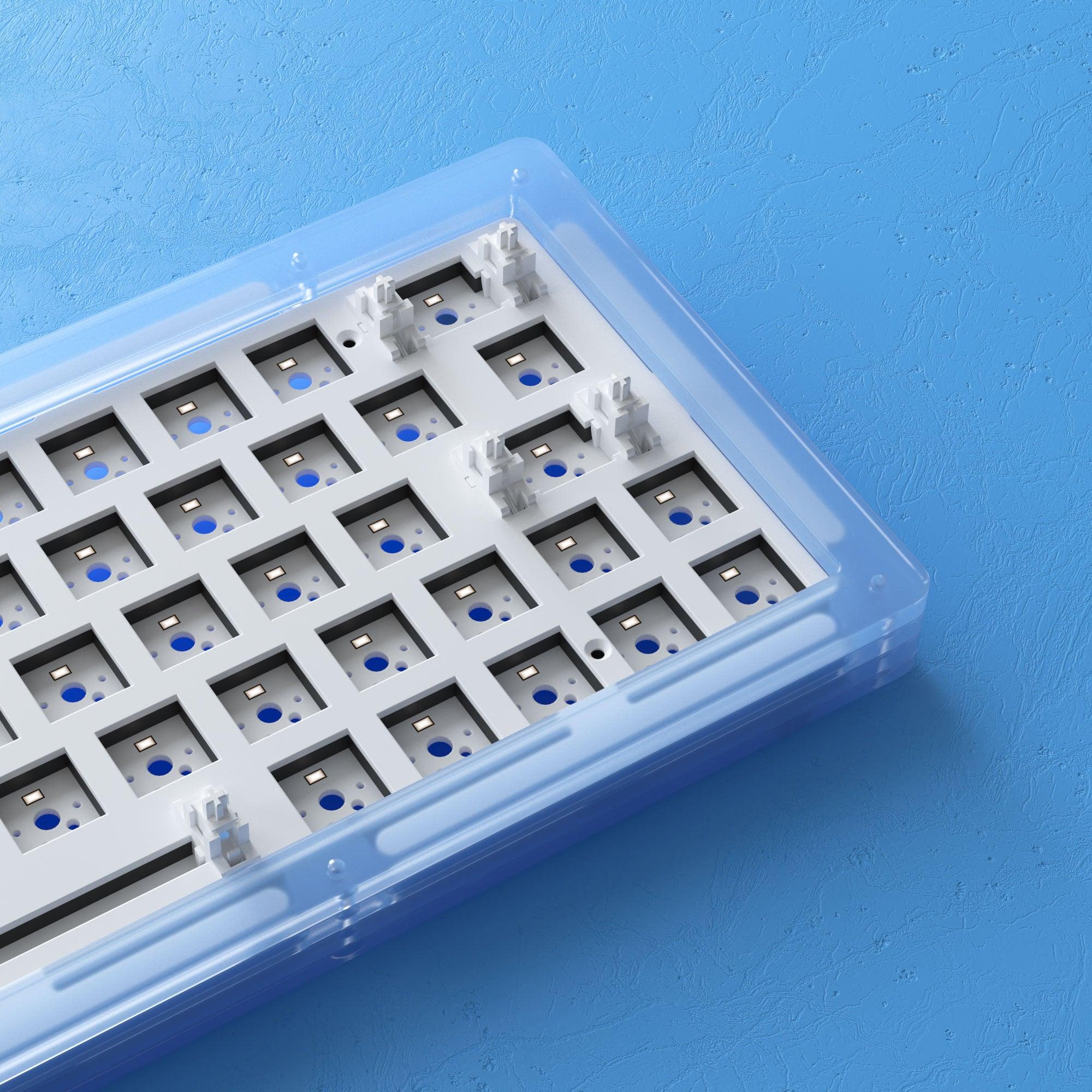 AKKO ACR64 RGB MECHANICAL KEYBOARD DIY KIT HOT-SWAPPABLE SOCKET GASKET MOUNT WITH 64-KEY LAYOUT ACRYLIC CASE (BLUE) - DataBlitz