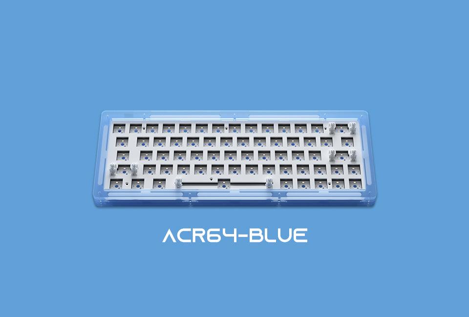 AKKO ACR64 RGB MECHANICAL KEYBOARD DIY KIT HOT-SWAPPABLE SOCKET GASKET MOUNT WITH 64-KEY LAYOUT ACRYLIC CASE (BLUE) - DataBlitz
