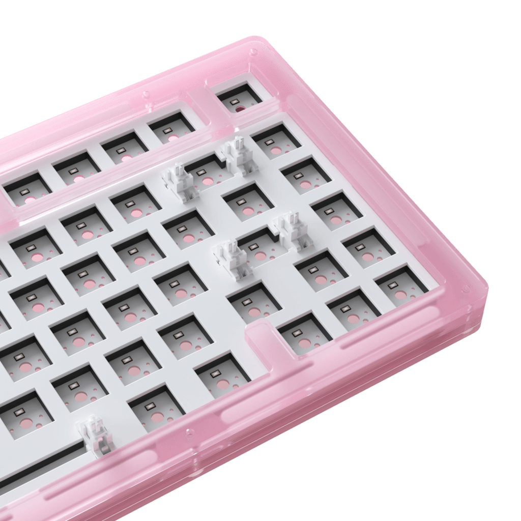 AKKO ACR75 RGB CUSTOM MECHANICAL KEYBOARD HOT-SWAPPABLE DIY KIT SOCKET GASKET MOUNT WITH 81-KEY LAYOUT ACRYLIC CASE (PINK) - DataBlitz