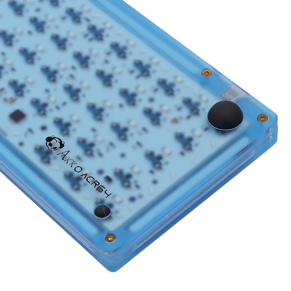 AKKO ACR64 RGB MECHANICAL KEYBOARD DIY KIT HOT-SWAPPABLE SOCKET GASKET MOUNT WITH 64-KEY LAYOUT ACRYLIC CASE (BLUE) - DataBlitz