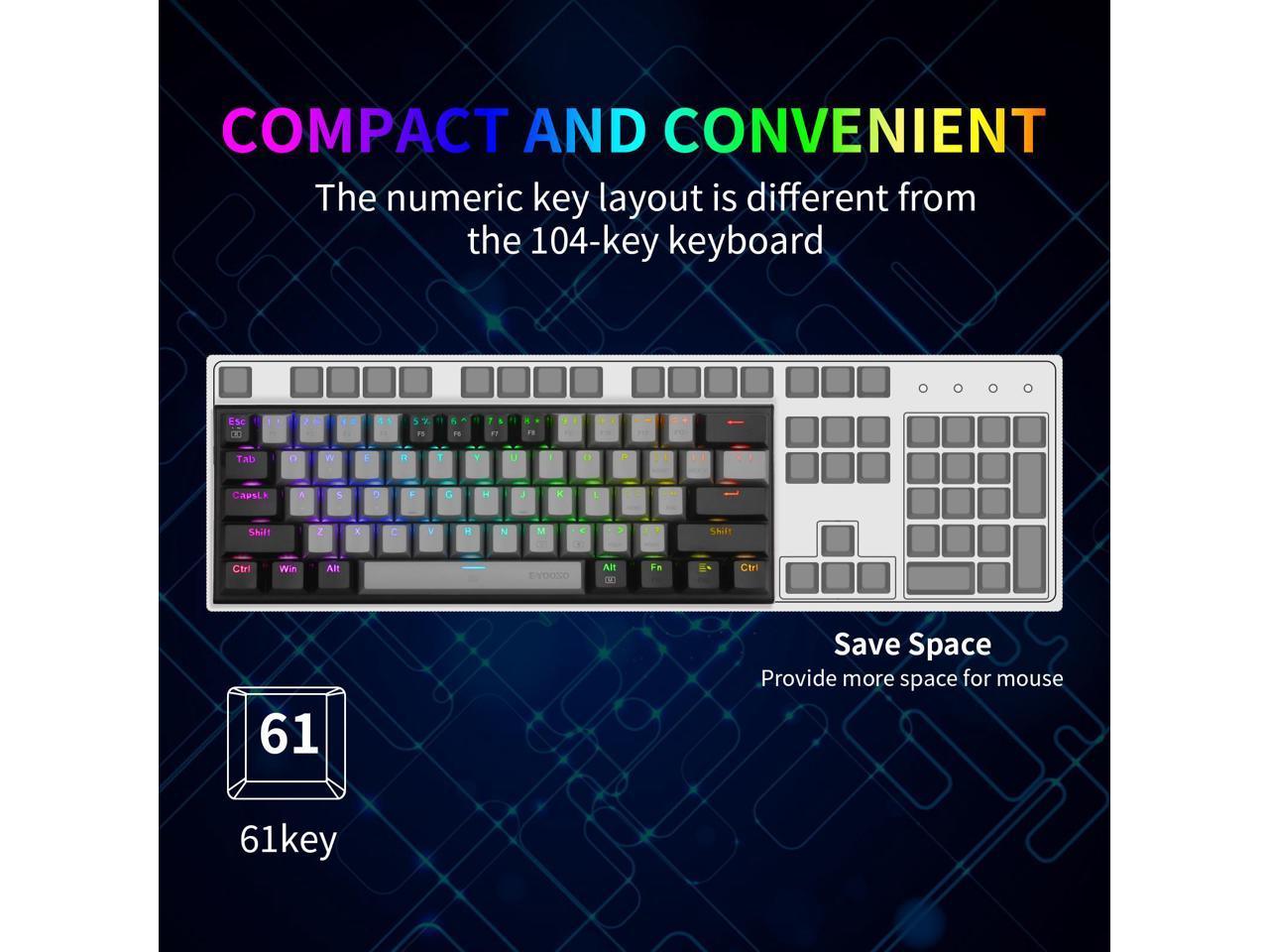 E-YOOSO Z-11 RGB 61 Keys Hot Swappable Mechanical Keyboard Gray/Black (Red Switch) - DataBlitz