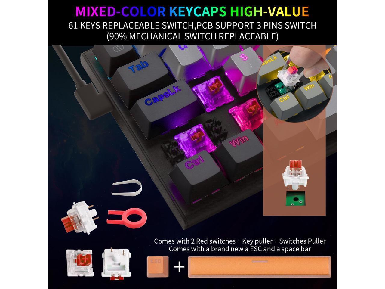 E-YOOSO Z-11 RGB 61 Keys Hot Swappable Mechanical Keyboard Gray/Black (Red Switch) - DataBlitz