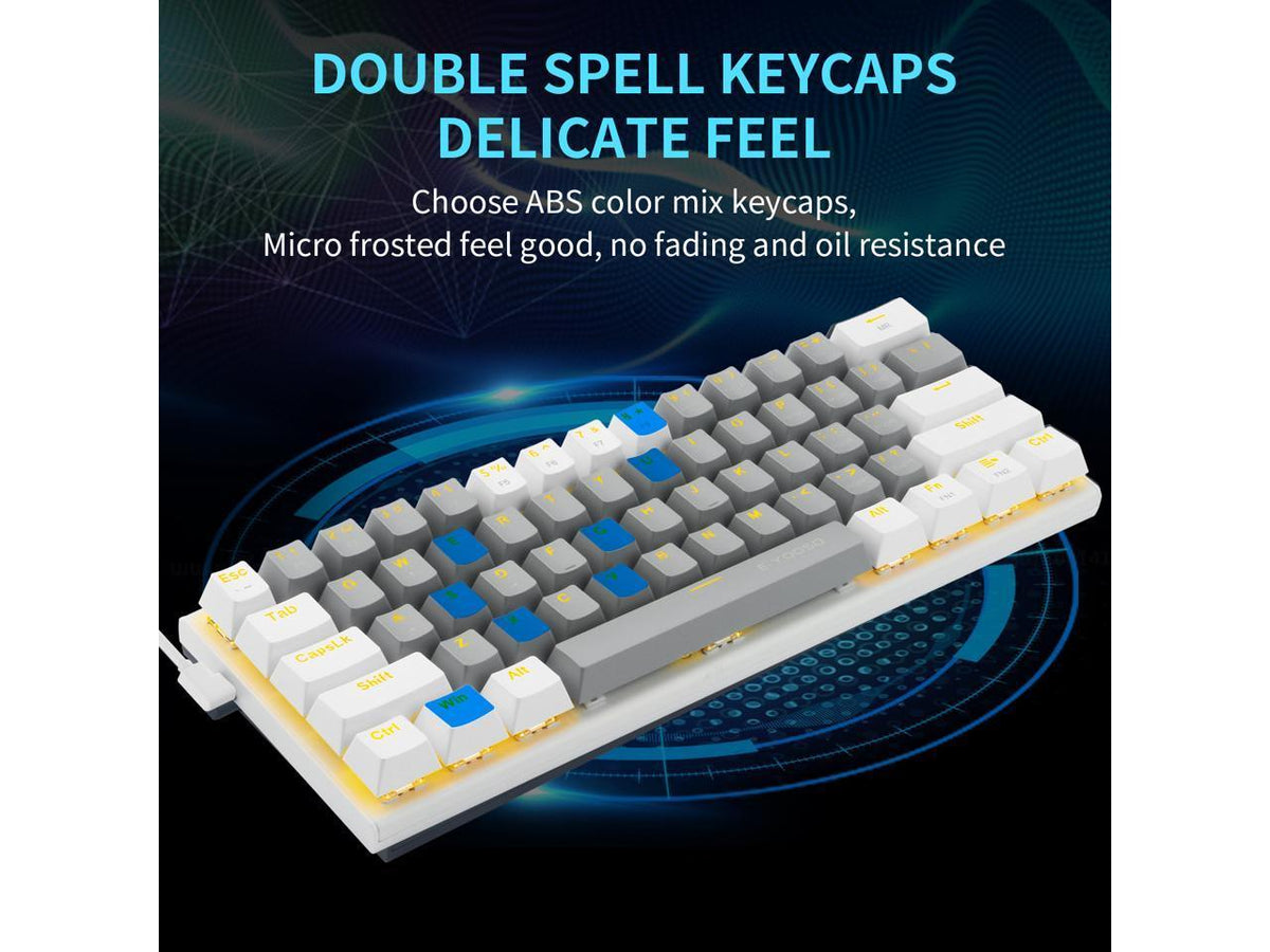 E-Yooso Z-11 Single Light RGB 61 Keys Hot Swappable Mechanical Keyboard Gray/White (Red Switch) - DataBlitz