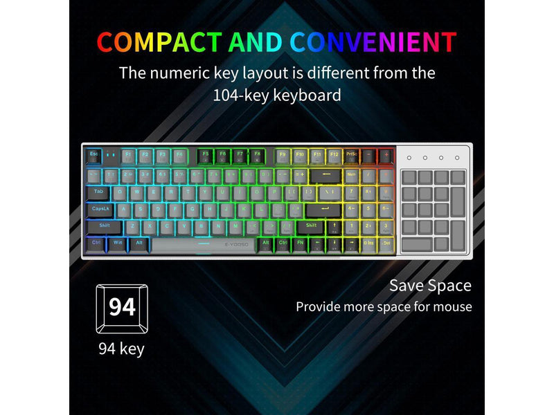 E-YOOSO Z-19 RGB 94 Keys Hot Swappable Mechanical Keyboard Gray/Black (Red Switch) - DataBlitz