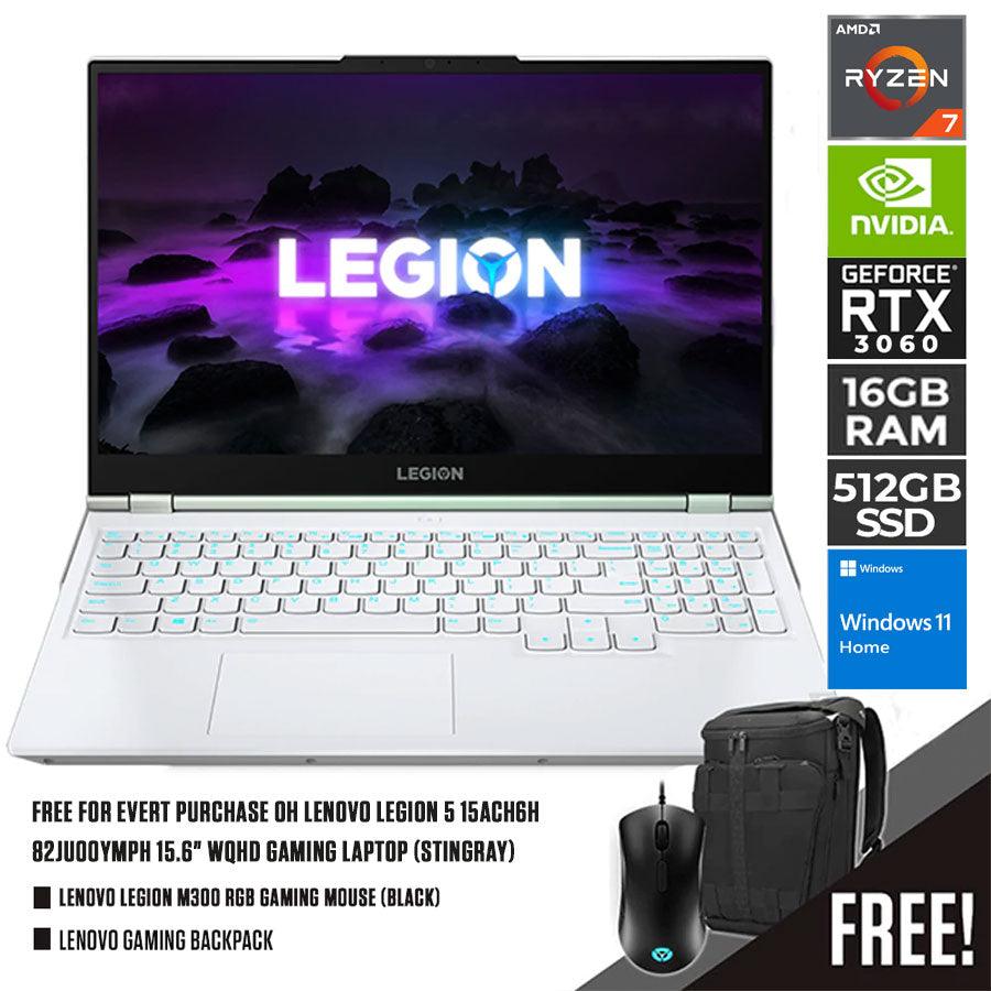 Lenovo Legion 5 15ACH6H 82JU00YMPH Gaming Laptop (Stingray) | 15.6" WQHD | Ryzen 7 5800H | 16GB RAM DDR4 | 512 SSD | RTX 3060| WINDOWS 11 HOME + M300 RGB Gaming Mouse + Active Gaming Backpack (GX41C86982) - DataBlitz