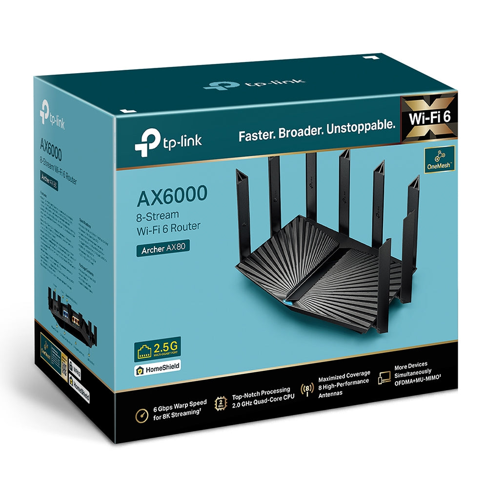 TP-Link AX6000 8-Stream Wi-Fi 6 Router With 2.5G Port (Archer AX80)