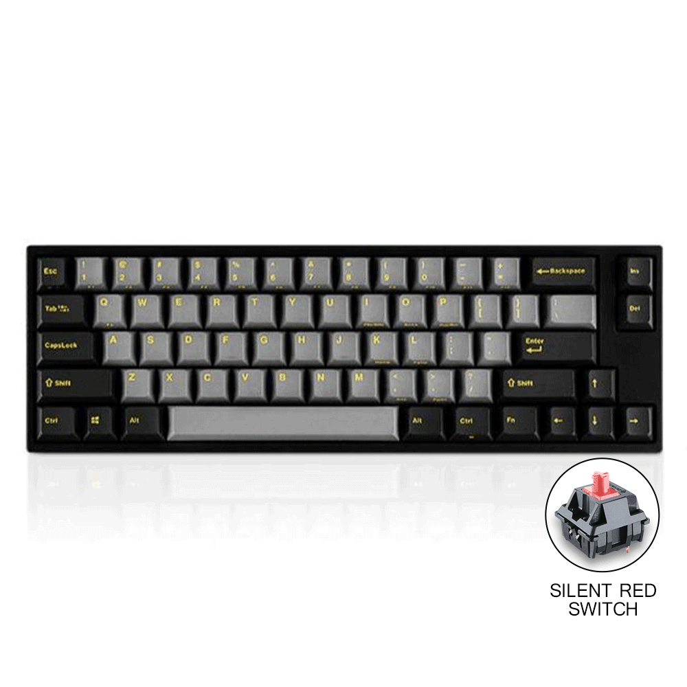 LEOPOLD 66-KEYS MECHANICAL MINI KEYBOARD TWO-TONE GRAY/DARK GRAY KEYCAPS + YELLOW FONT (SILENT RED SWITCH) (FC660MS/EGDPD(YF)) - DataBlitz