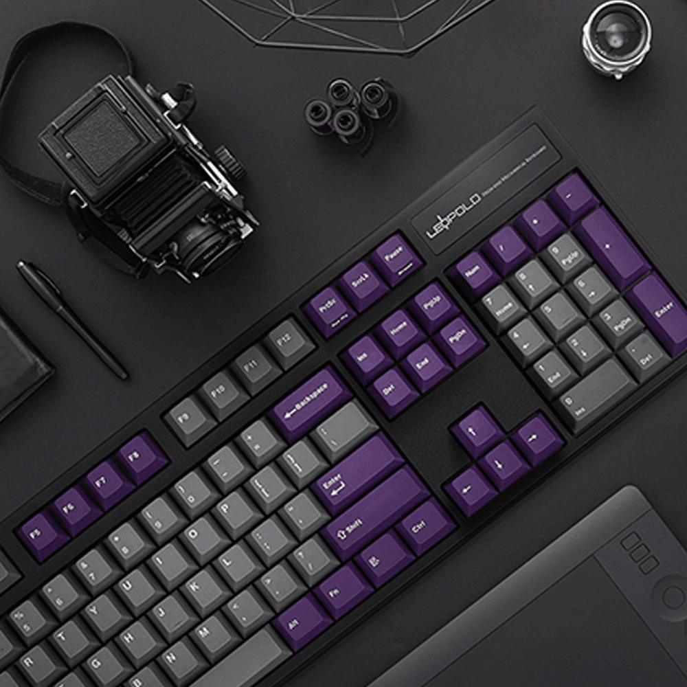 LEOPOLD 104-KEYS MECHANICAL KEYBOARD TWO-TONE GRAY/PURPLE KEYCAP + WHITE FONT (SILENT RED SWITCH) (FC900RS/EGPPD(B)) - DataBlitz