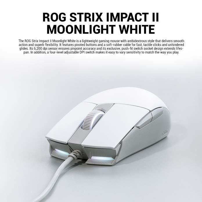 ASUS ROG STRIX IMPACT II OPTICAL GAMING MOUSE (MOONLIGHT WHITE) - DataBlitz