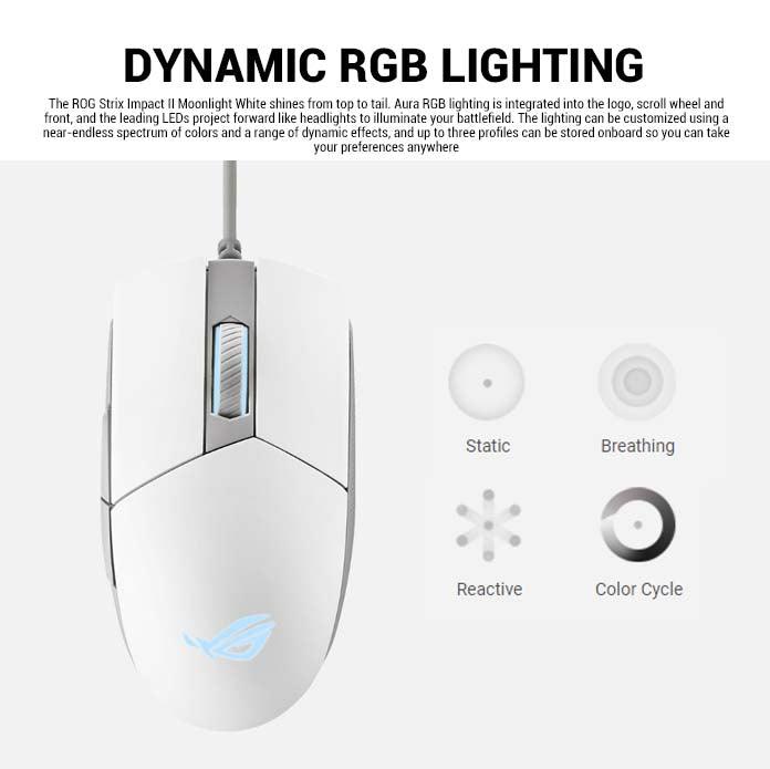 ASUS ROG STRIX IMPACT II OPTICAL GAMING MOUSE (MOONLIGHT WHITE) - DataBlitz