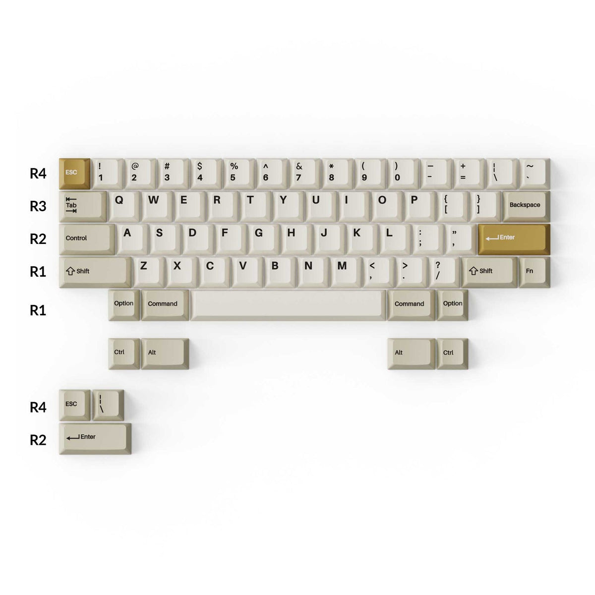 Keychron Cherry Profile Double Shot PBT Full Set Keycaps - Khaki