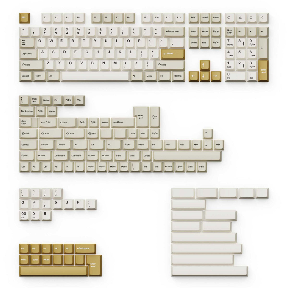 Keychron Cherry Profile Double Shot PBT Full Set Keycaps - Khaki
