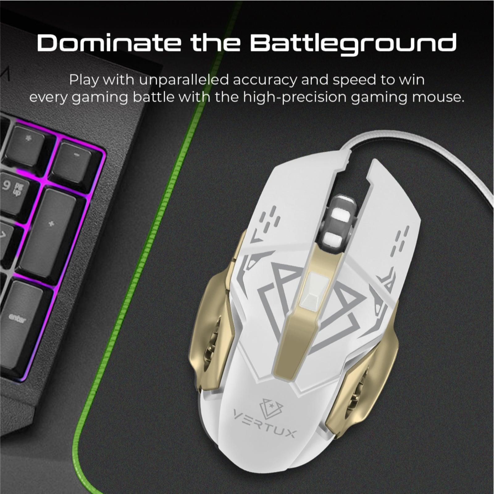 VERTUX DRAGO PRECISION TRACKING ERGONOMIC GAMING MOUSE WHITE GREY - DataBlitz