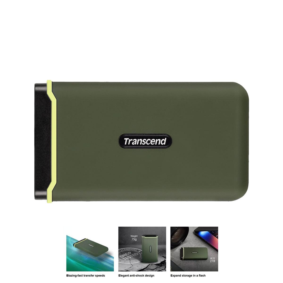 Transcend 2TB ESD380C USB 3.2 GEN 2X2 Type-C Portable SSD (Military Green) (TS2TESD380C) - DataBlitz