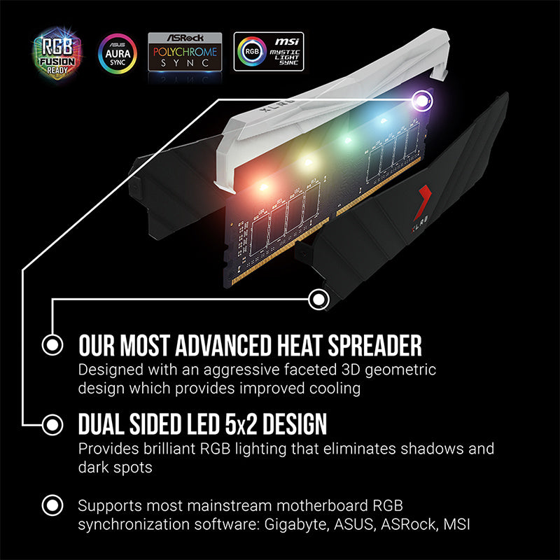PNY XLR8 Gaming Epic-X RGB 16GB (2X8GB) DDR4 3200MHZ CL16 1.3V (Black)
