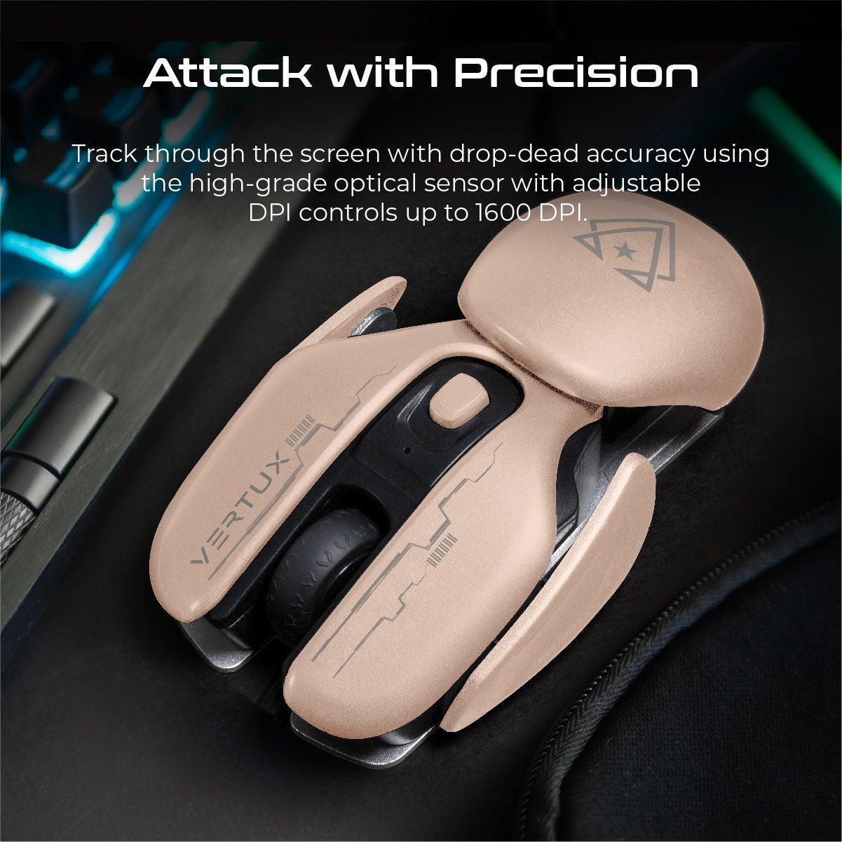 VERTUX GLIDER HIGH PERFORMANCE ERGONOMIC WIRELESS GAMING MOUSE (PINK) - DataBlitz