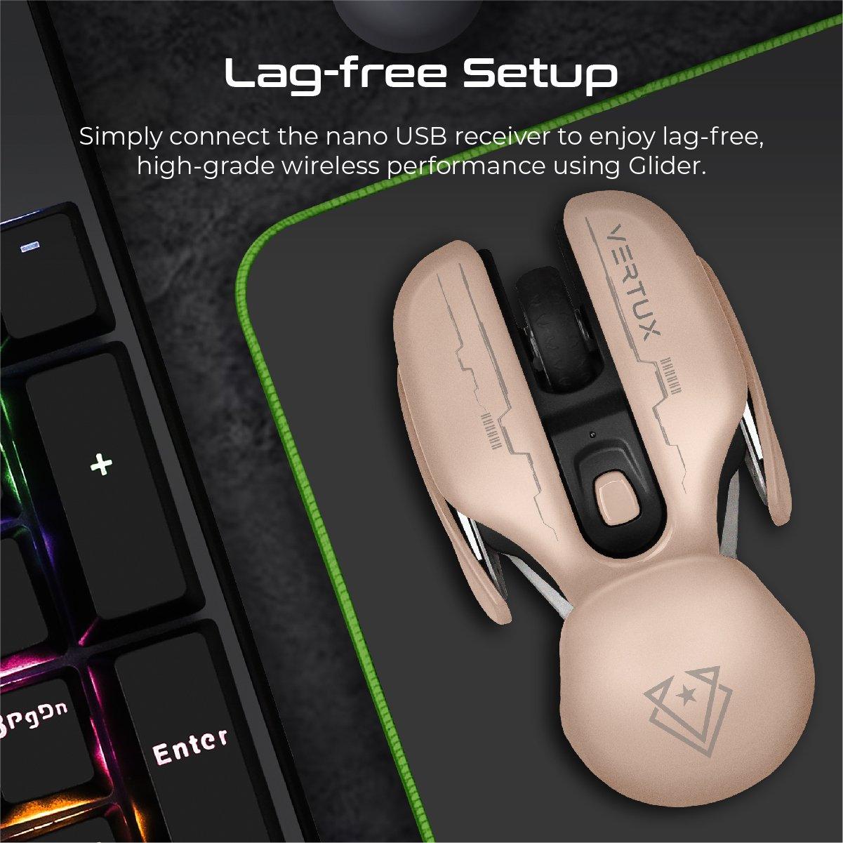 VERTUX GLIDER HIGH PERFORMANCE ERGONOMIC WIRELESS GAMING MOUSE (PINK) - DataBlitz