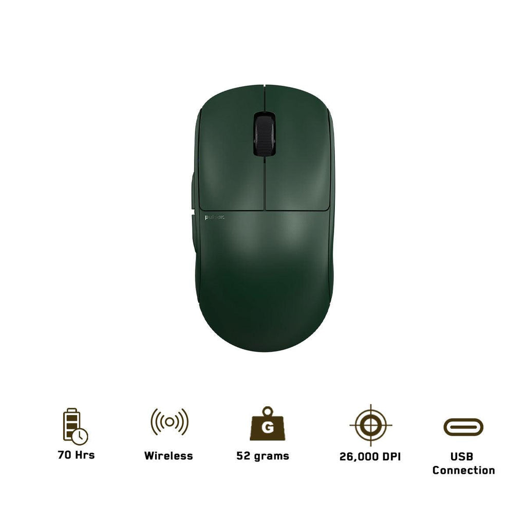 Pulsar X2 Mini Symmetrical Wireless Gaming Mouse (Founders Edition) (Green)  (PX204S)