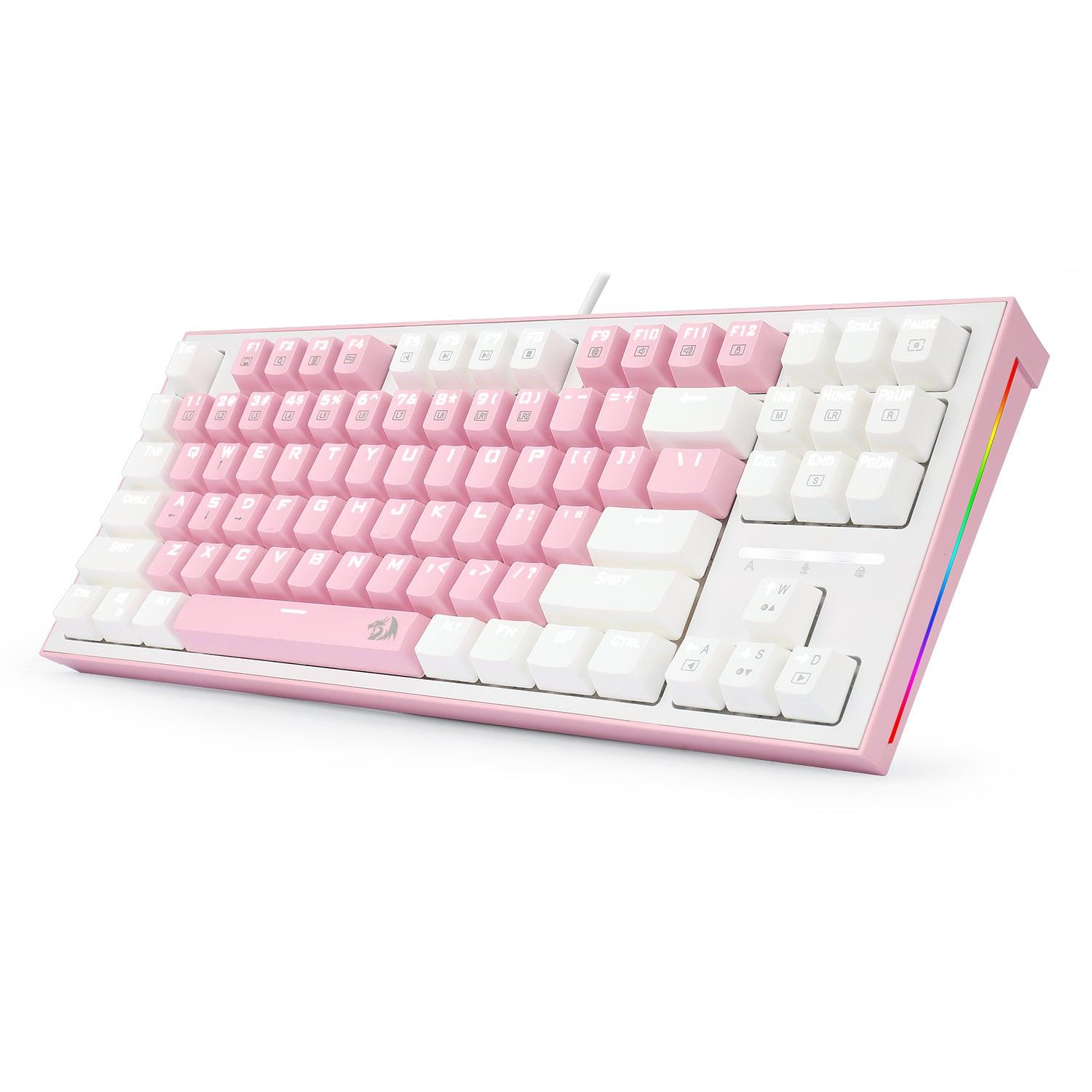 REDRAGON BES PINK WHITE MECHANICAL GAMING KEYBOARD (BLUE SWITCH) (K611-P1B) - DataBlitz