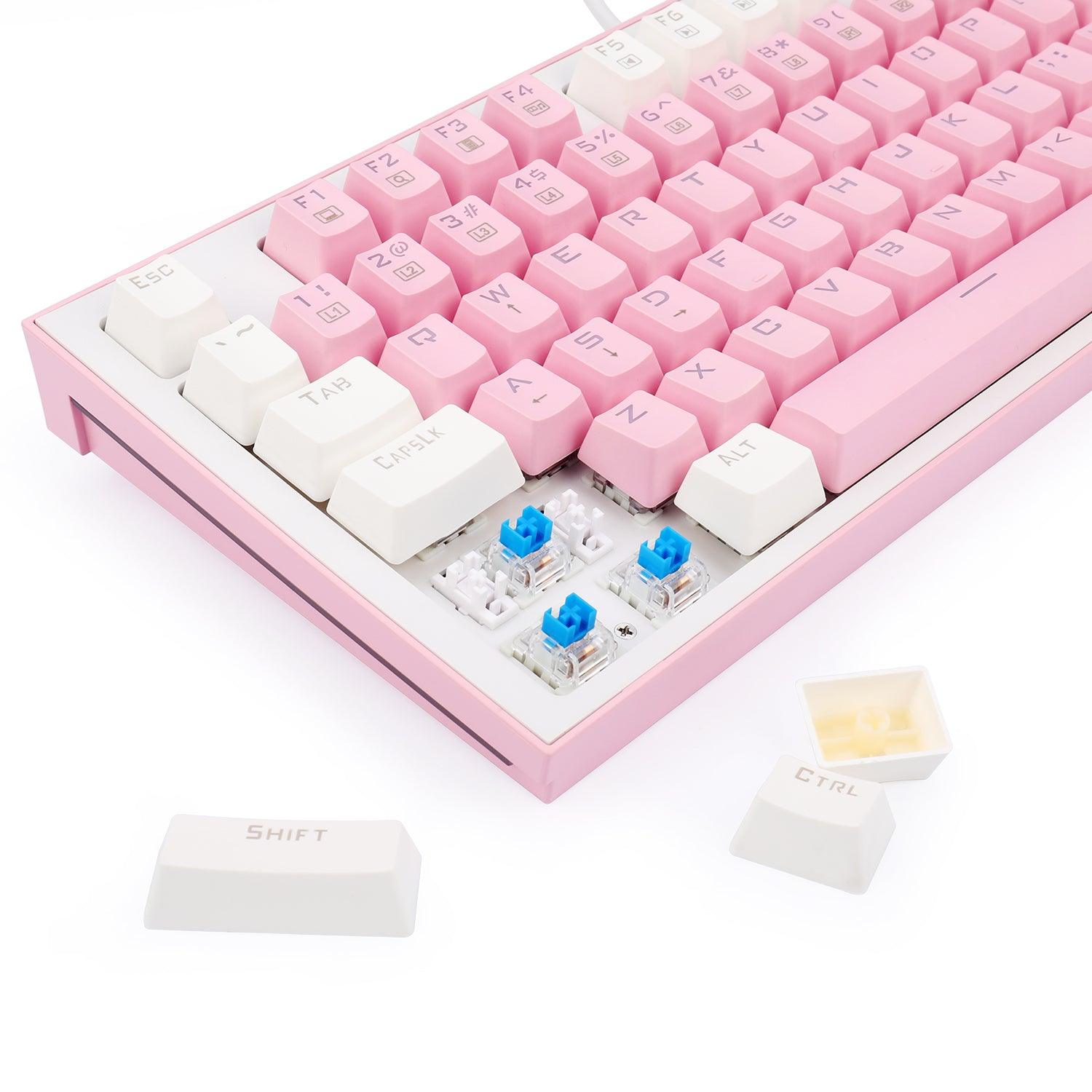 REDRAGON BES PINK WHITE MECHANICAL GAMING KEYBOARD (BLUE SWITCH) (K611-P1B) - DataBlitz