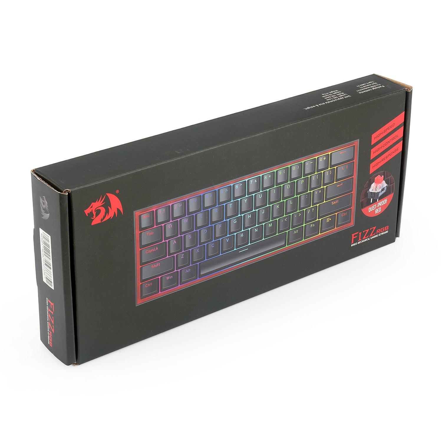 REDRAGON FIZZ RGB WIRED MECHANICAL GAMING KEYBOARD (BLACK) (DUST-PROOF RED) (K617-RGB) - DataBlitz