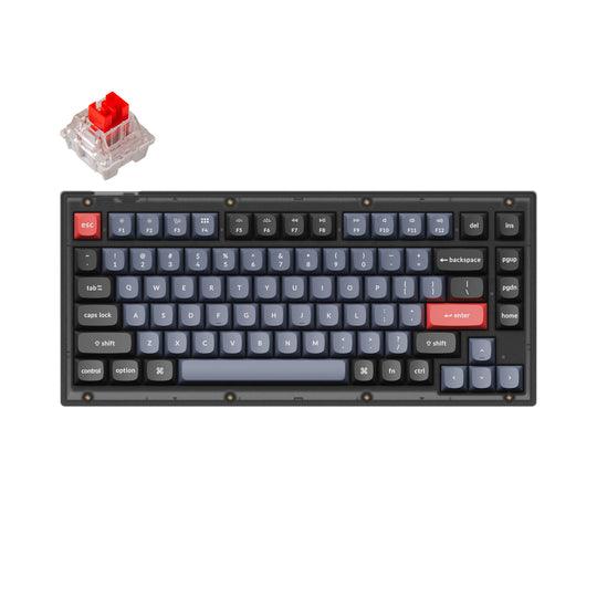 Keychron V1 QMK Fully Assembled RGB Backlight Hot-Swappable Wired Mechanical Keyboard - Frosted Black Translucent (K Pro Red Switch) (V1A1) - DataBlitz