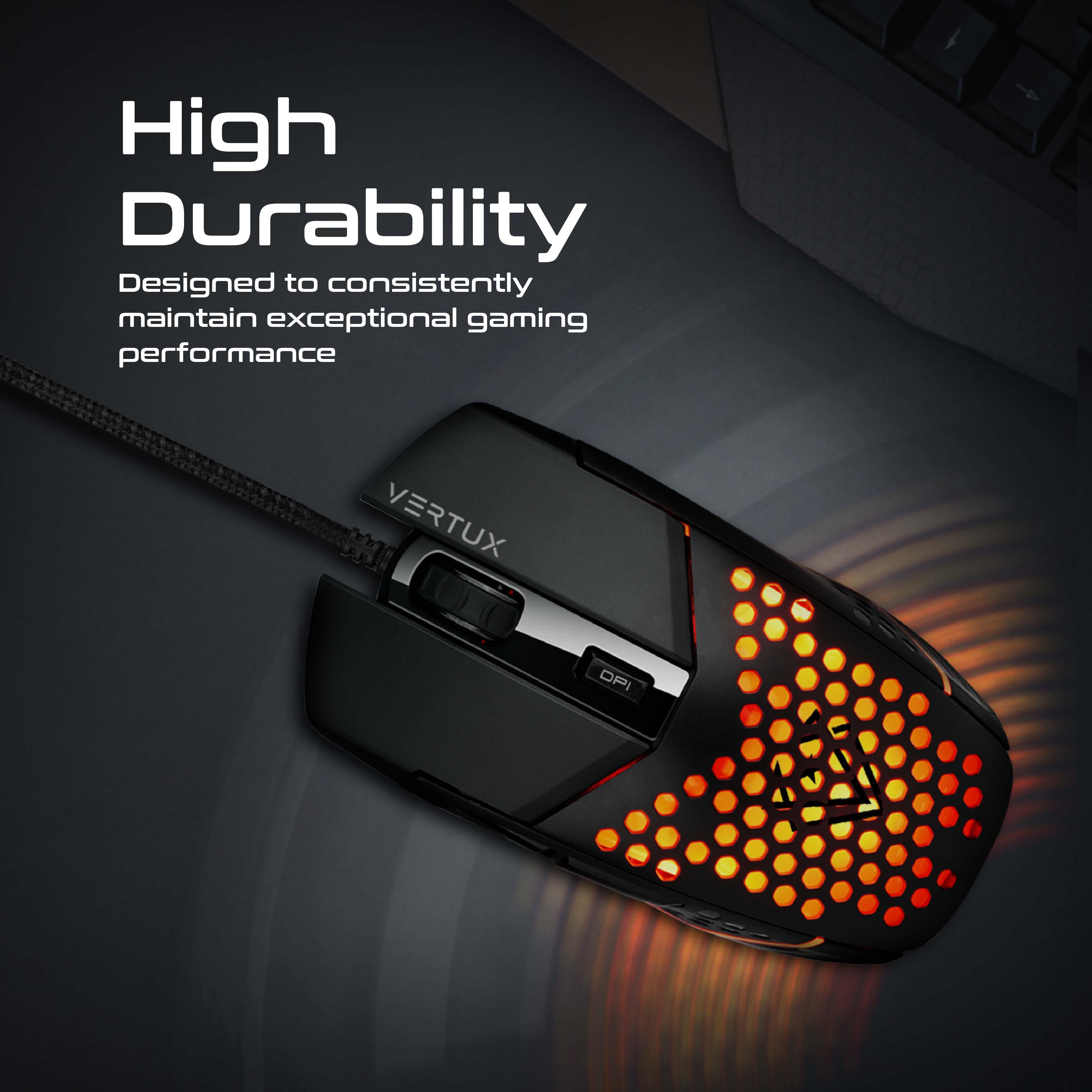 VERTUX KATANA 6 BUTTONS HEX-SHELL WIRED RGB GAMING MOUSE BLACK - DataBlitz
