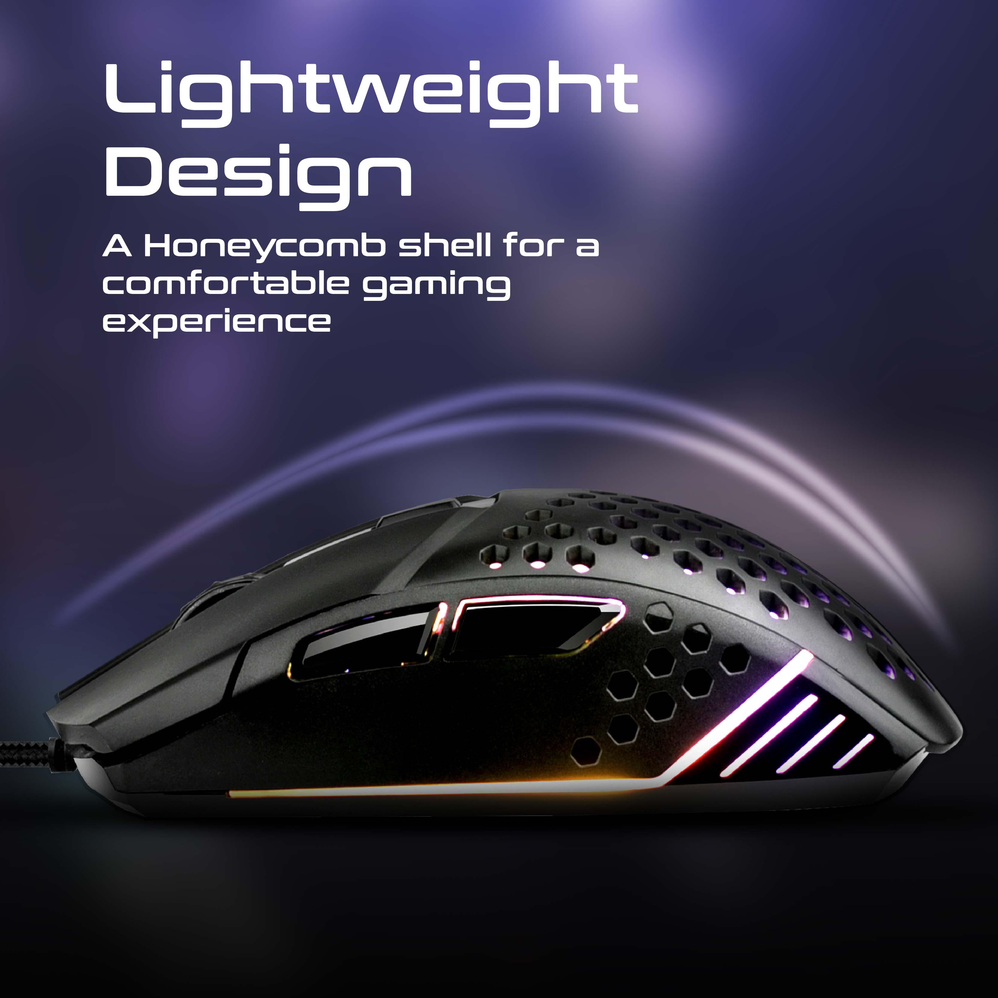 VERTUX KATANA 6 BUTTONS HEX-SHELL WIRED RGB GAMING MOUSE BLACK - DataBlitz