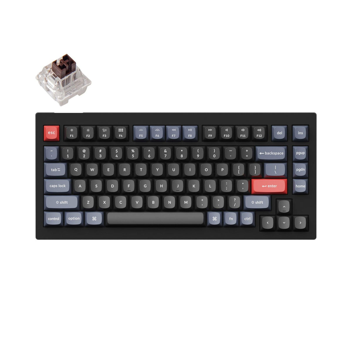 Keychron V1 QMK Fully Assembled RGB Backlight Hot-Swappable Wired Mechanical Keyboard - Carbon Black (K Pro Brown Switch) (V1B3) - DataBlitz